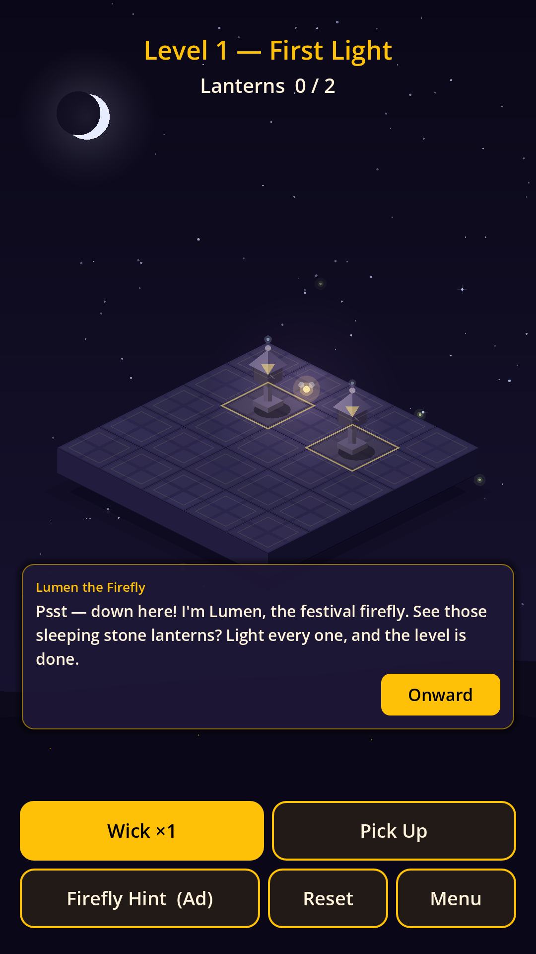 Lumen the Firefly guided tutorial in level 1